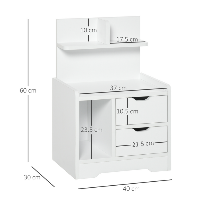 White Bedside Table with 2 Drawers and Storage Shelves - Elegant Nightstand for Bedroom & Living Room - Premium  from Home Treasures - Just £51.99! Shop now at Home Treasures