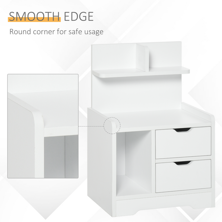 White Bedside Table with 2 Drawers and Storage Shelves - Elegant Nightstand for Bedroom & Living Room - Premium  from Home Treasures - Just £51.99! Shop now at Home Treasures