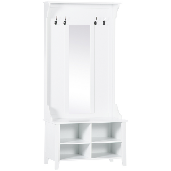 3-in-1 Hallway Furniture Set – Shoe Bench, Storage Mirror Cabinet, Coat Rack with Cubes and Hangers – Organizer Shelves - Premium  from Home Treasures - Just £136.99! Shop now at Home Treasures