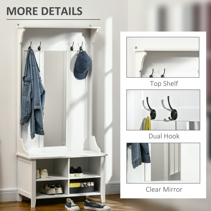 3-in-1 Hallway Furniture Set – Shoe Bench, Storage Mirror Cabinet, Coat Rack with Cubes and Hangers – Organizer Shelves - Premium  from Home Treasures - Just £136.99! Shop now at Home Treasures