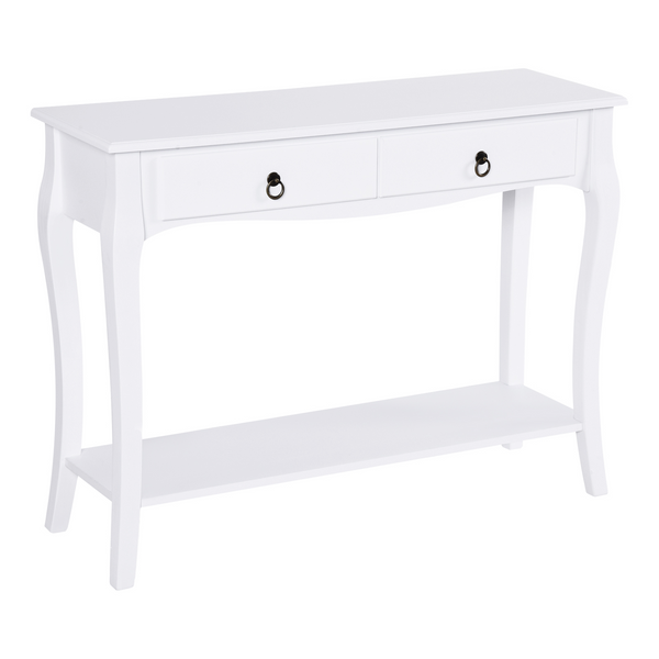 Ivory White Modern Console Table with Storage Shelves and Drawers - Perfect for Living Room, Entryway, Bedroom - Premium  from Home Treasures - Just £92.99! Shop now at Home Treasures