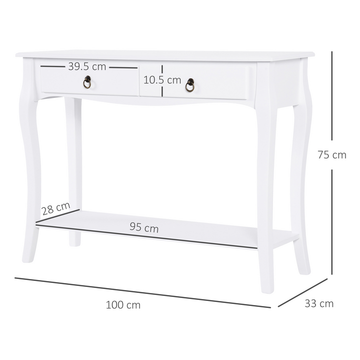 Ivory White Modern Console Table with Storage Shelves and Drawers - Perfect for Living Room, Entryway, Bedroom - Premium  from Home Treasures - Just £92.99! Shop now at Home Treasures