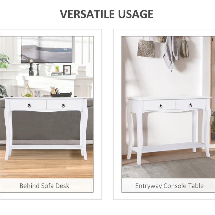 Ivory White Modern Console Table with Storage Shelves and Drawers - Perfect for Living Room, Entryway, Bedroom - Premium  from Home Treasures - Just £92.99! Shop now at Home Treasures