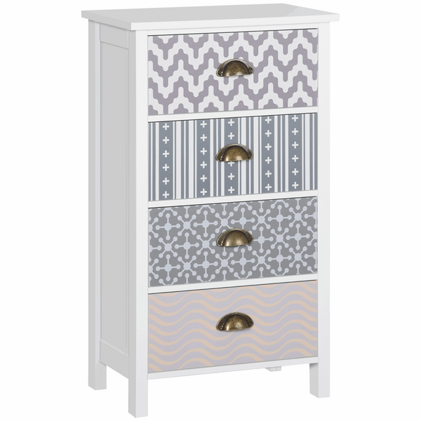 Multi-Coloured Chest of Drawers with Metal Handles - Stylish 4 Drawer Storage Cabinet, 78 x 45 x 30cm - Premium  from Home Treasures - Just £83.99! Shop now at Home Treasures