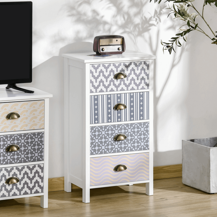 Multi-Coloured Chest of Drawers with Metal Handles - Stylish 4 Drawer Storage Cabinet, 78 x 45 x 30cm - Premium  from Home Treasures - Just £83.99! Shop now at Home Treasures