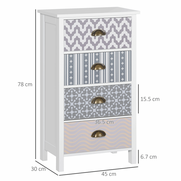 Multi-Coloured Chest of Drawers with Metal Handles - Stylish 4 Drawer Storage Cabinet, 78 x 45 x 30cm - Premium  from Home Treasures - Just £83.99! Shop now at Home Treasures