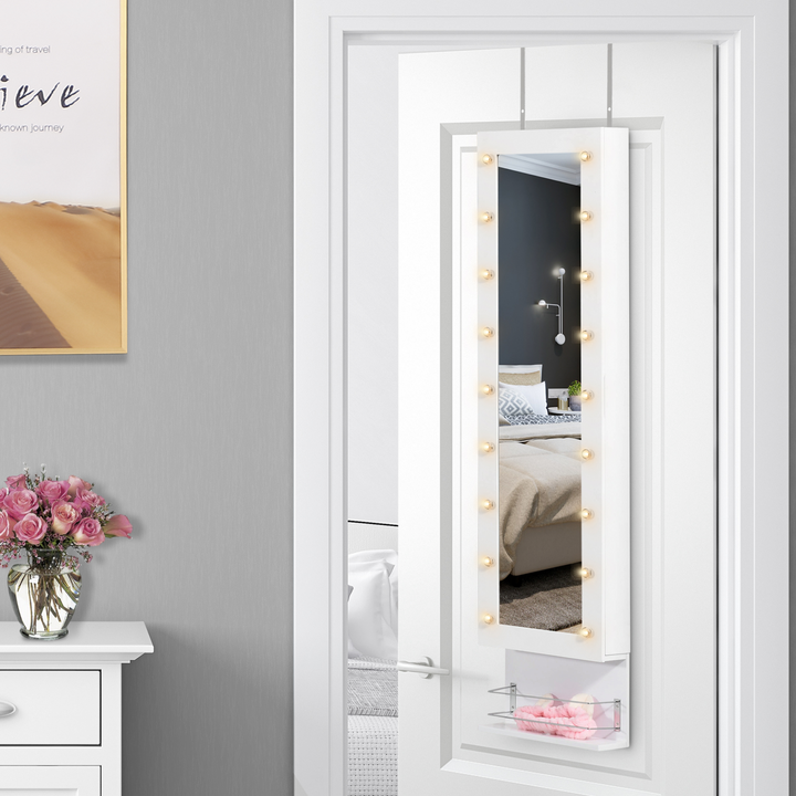 Elegant Wall Mounted Mirrored Storage Cabinet - White | Spacious & Stylish Jewelry Organizer with LED Lighting - Premium  from Home Treasures - Just £103.99! Shop now at Home Treasures