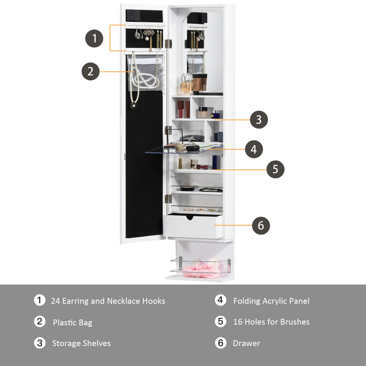 Elegant Wall Mounted Mirrored Storage Cabinet - White | Spacious & Stylish Jewelry Organizer with LED Lighting - Premium  from Home Treasures - Just £103.99! Shop now at Home Treasures