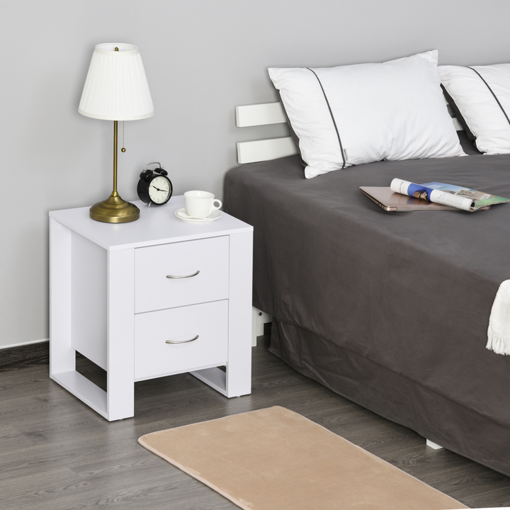 Elegant 2 Drawer Modern Boxy Bedside Table - Stylish Bedroom Storage Night Stand - Premium  from Home Treasures - Just £54.99! Shop now at Home Treasures