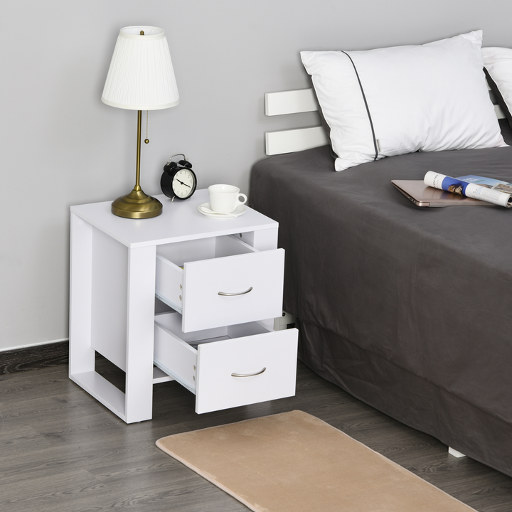 Elegant 2 Drawer Modern Boxy Bedside Table - Stylish Bedroom Storage Night Stand - Premium  from Home Treasures - Just £54.99! Shop now at Home Treasures