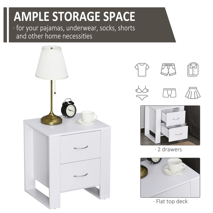 Elegant 2 Drawer Modern Boxy Bedside Table - Stylish Bedroom Storage Night Stand - Premium  from Home Treasures - Just £54.99! Shop now at Home Treasures