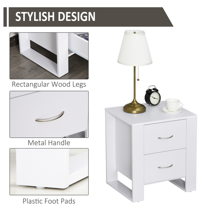 Elegant 2 Drawer Modern Boxy Bedside Table - Stylish Bedroom Storage Night Stand - Premium  from Home Treasures - Just £54.99! Shop now at Home Treasures