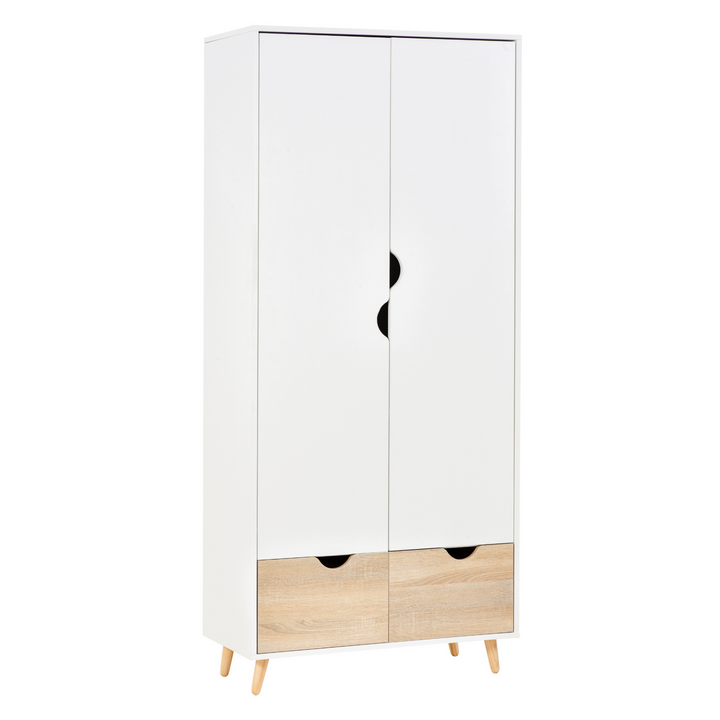 Elegant 2-Door Clothes Wardrobe with Rail, Shelf & Drawers - White Storage for Dresses, Coats & Shoes - Premium  from Home Treasures - Just £206.99! Shop now at Home Treasures