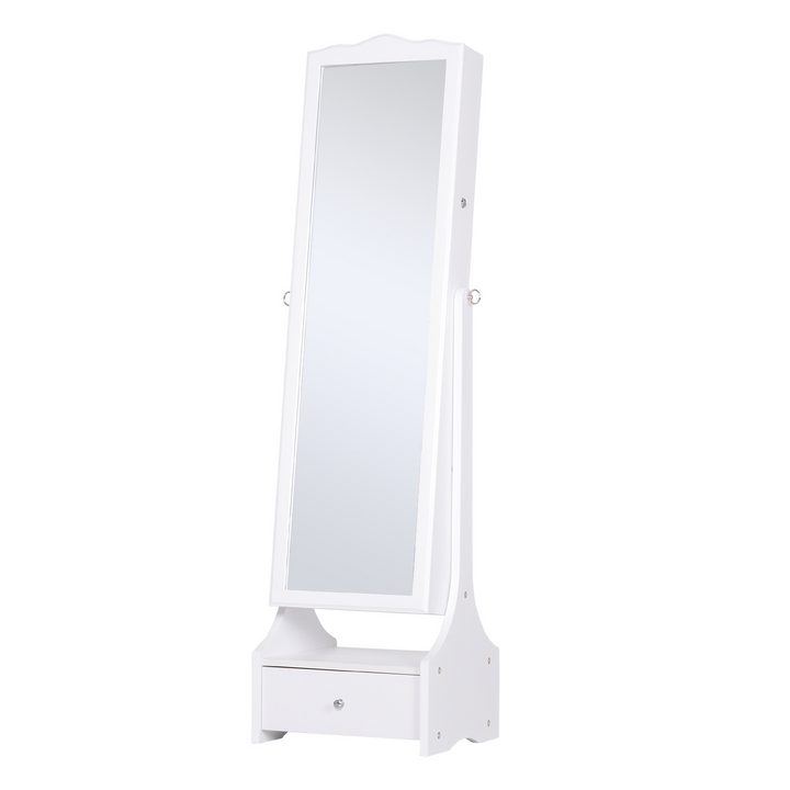 Jewellery Cabinet with LED, Mirror, and Lock – Floor Standing Flip-Over Makeup Shelf Organizer, White - Premium  from Home Treasures - Just £165.99! Shop now at Home Treasures