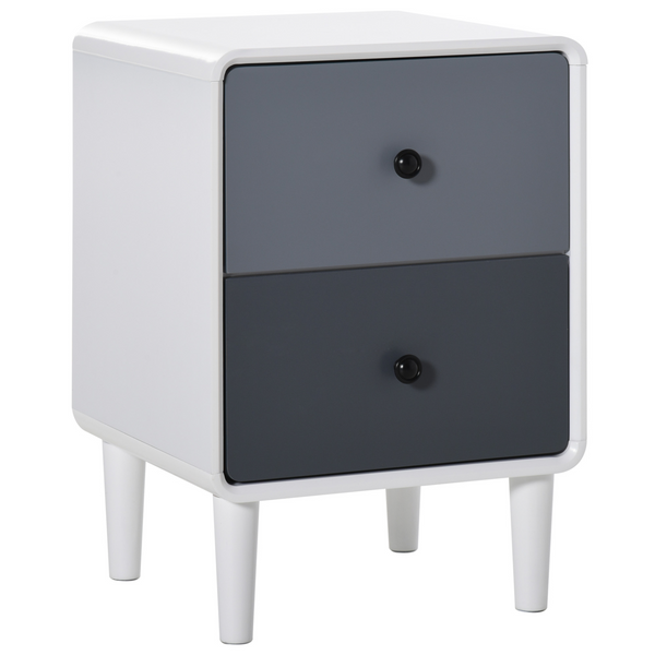 Modern Side Cabinet Nightstand with 2 Storage Drawers - Stylish Home Organizer for Bedroom & Living Room, White and Grey - Premium  from Home Treasures - Just £71.99! Shop now at Home Treasures