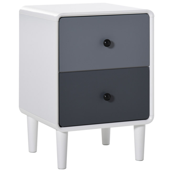 Modern Side Cabinet Nightstand with 2 Storage Drawers - Stylish Home Organizer for Bedroom & Living Room, White and Grey - Premium  from Home Treasures - Just £71.99! Shop now at Home Treasures