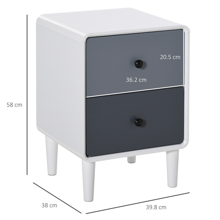 Modern Side Cabinet Nightstand with 2 Storage Drawers - Stylish Home Organizer for Bedroom & Living Room, White and Grey - Premium  from Home Treasures - Just £71.99! Shop now at Home Treasures