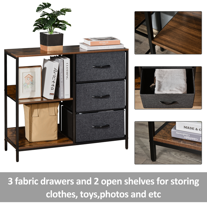 Modern Chest of Drawers Storage Dresser Cabinet with 3 Fabric Drawers & 2 Display Shelves - Black | Ideal for Living Room, Bedroom, Hallway - Premium  from Home Treasures - Just £70.99! Shop now at Home Treasures