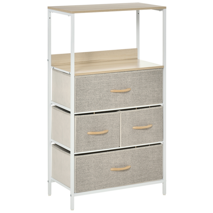 4 Drawer Storage Chest Unit - Versatile Home Cabinet with Shelves - White & Light Grey - Premium  from Home Treasures - Just £74.99! Shop now at Home Treasures