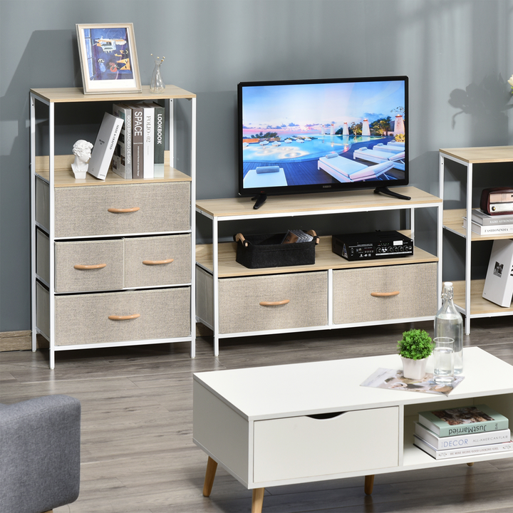 4 Drawer Storage Chest Unit - Versatile Home Cabinet with Shelves - White & Light Grey - Premium  from Home Treasures - Just £74.99! Shop now at Home Treasures