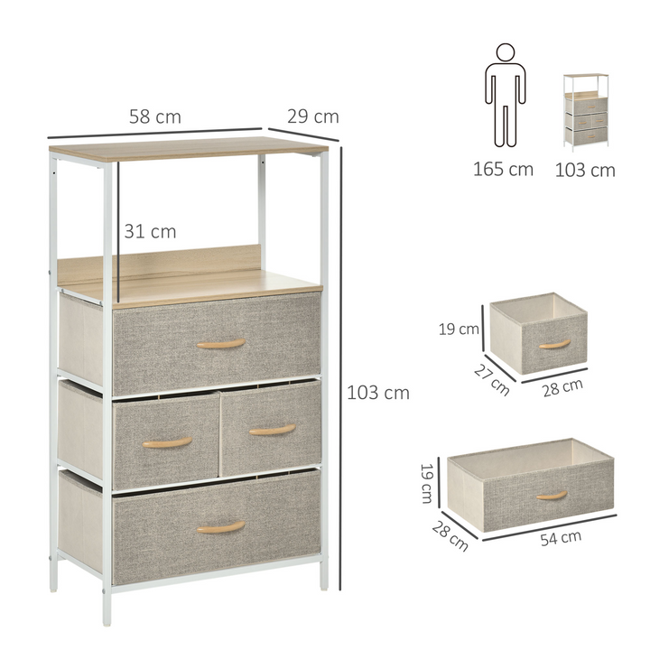 4 Drawer Storage Chest Unit - Versatile Home Cabinet with Shelves - White & Light Grey - Premium  from Home Treasures - Just £74.99! Shop now at Home Treasures