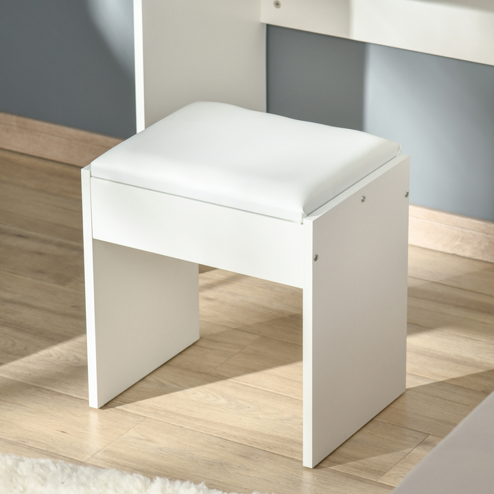 Makeup Desk with Drawer, White Vanity Table Set with Flip-up Mirror and Cushioned Stool - Modern Minimalist Design - Premium  from Home Treasures - Just £95.99! Shop now at Home Treasures