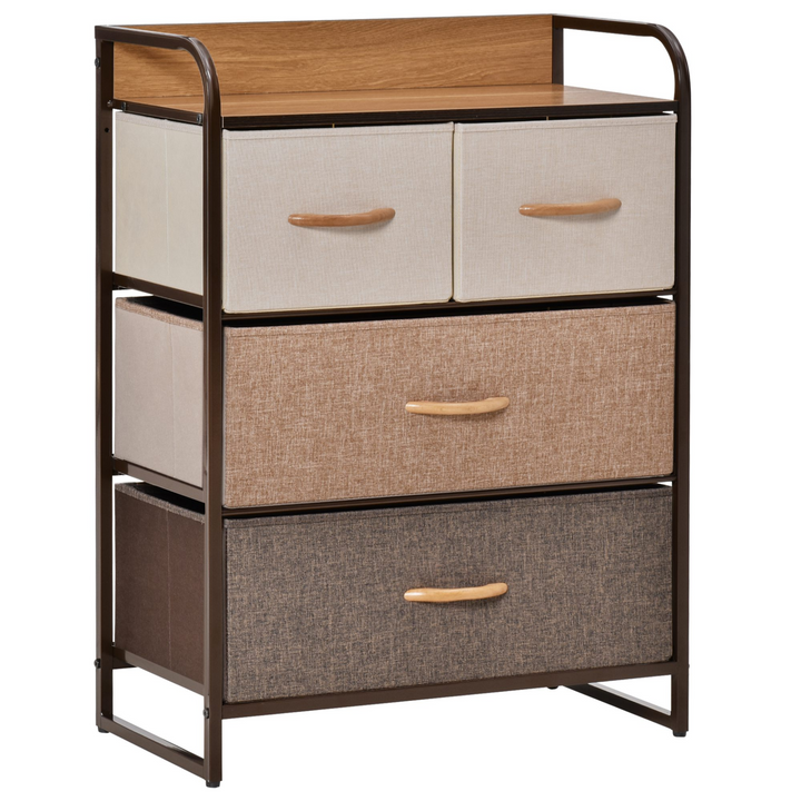 Stylish 4-Drawer Dresser with Steel Frame & Wooden Top - 3-Tier Storage Organizer Tower for Bedroom & Hallway Closets - Premium  from Home Treasures - Just £72.99! Shop now at Home Treasures