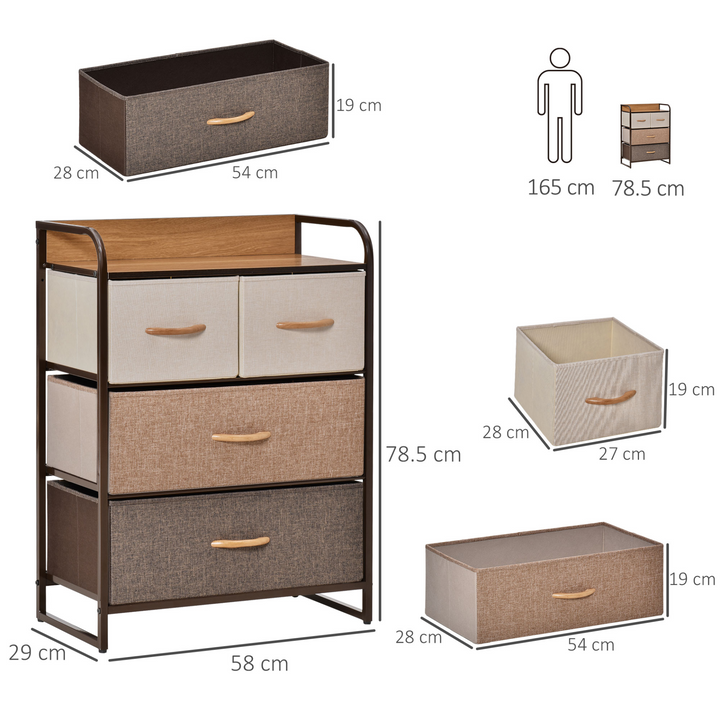 Stylish 4-Drawer Dresser with Steel Frame & Wooden Top - 3-Tier Storage Organizer Tower for Bedroom & Hallway Closets - Premium  from Home Treasures - Just £72.99! Shop now at Home Treasures