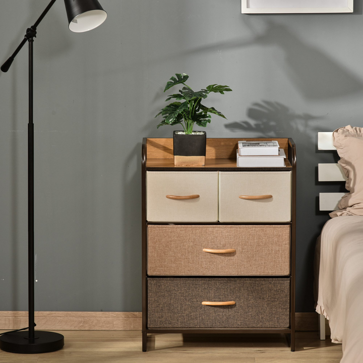 Stylish 4-Drawer Dresser with Steel Frame & Wooden Top - 3-Tier Storage Organizer Tower for Bedroom & Hallway Closets - Premium  from Home Treasures - Just £72.99! Shop now at Home Treasures