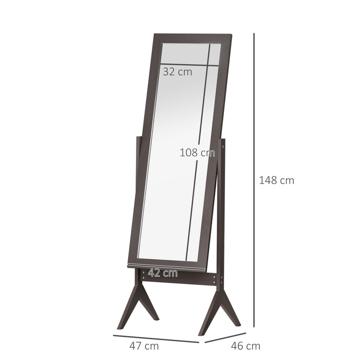 Freestanding Dressing Mirror - Adjustable Tall Full-Body Mirror for Bedroom, 148x47cm, Brown - Premium  from Home Treasures - Just £63.99! Shop now at Home Treasures