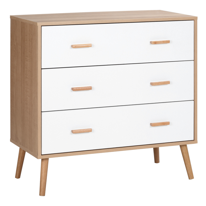 Stylish Chest of Drawers with 3 Drawers - Bedroom Cabinet & Storage Organizer, White and Natural - Premium  from Home Treasures - Just £99.99! Shop now at Home Treasures