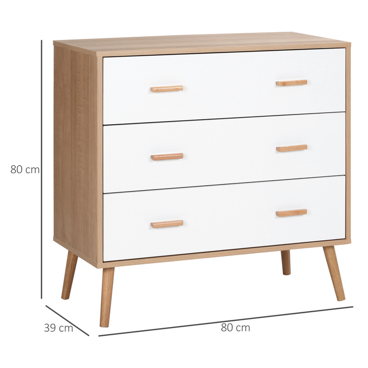 Stylish Chest of Drawers with 3 Drawers - Bedroom Cabinet & Storage Organizer, White and Natural - Premium  from Home Treasures - Just £99.99! Shop now at Home Treasures