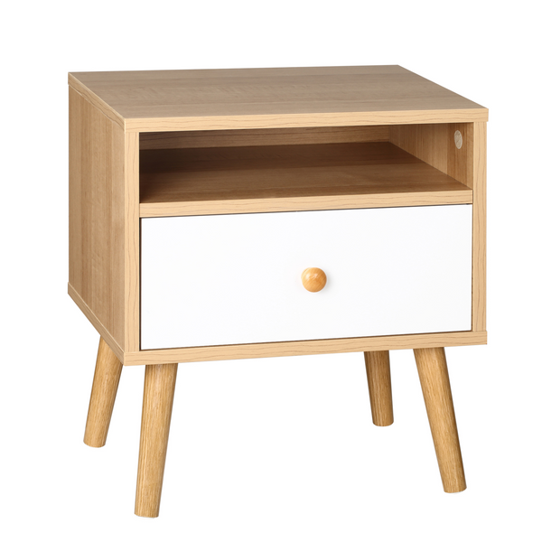 Modern Natural Bedside Table with Drawer and Shelf - Stylish Nightstand - Premium  from Home Treasures - Just £50.99! Shop now at Home Treasures