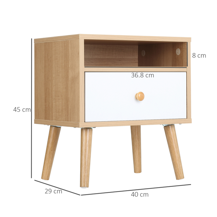 Modern Natural Bedside Table with Drawer and Shelf - Stylish Nightstand - Premium  from Home Treasures - Just £50.99! Shop now at Home Treasures