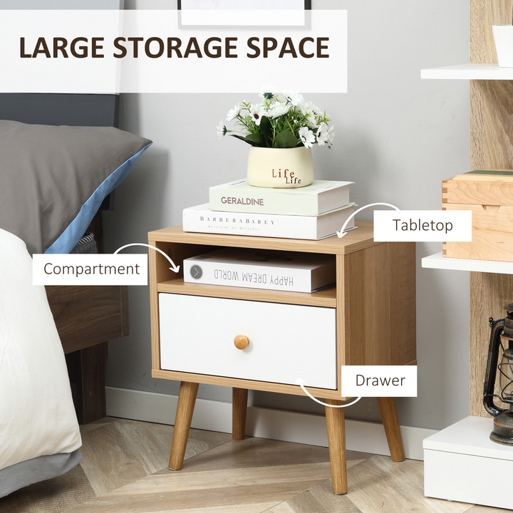 Modern Natural Bedside Table with Drawer and Shelf - Stylish Nightstand - Premium  from Home Treasures - Just £50.99! Shop now at Home Treasures