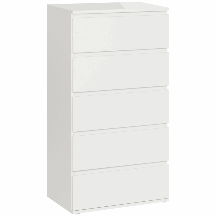 Stylish White Chest of Drawers - 5 Spacious Drawers, 100 x 55 x 33cm - Perfect for Modern Bedrooms - Premium  from Home Treasures - Just £141.99! Shop now at Home Treasures