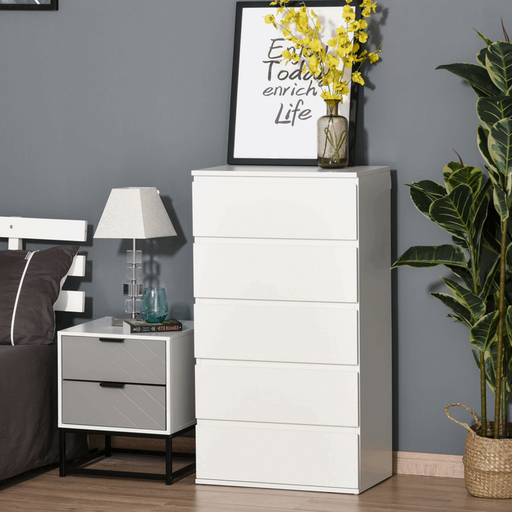 Stylish White Chest of Drawers - 5 Spacious Drawers, 100 x 55 x 33cm - Perfect for Modern Bedrooms - Premium  from Home Treasures - Just £141.99! Shop now at Home Treasures