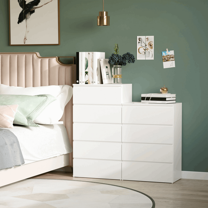 Stylish White Chest of Drawers - 5 Spacious Drawers, 100 x 55 x 33cm - Perfect for Modern Bedrooms - Premium  from Home Treasures - Just £141.99! Shop now at Home Treasures