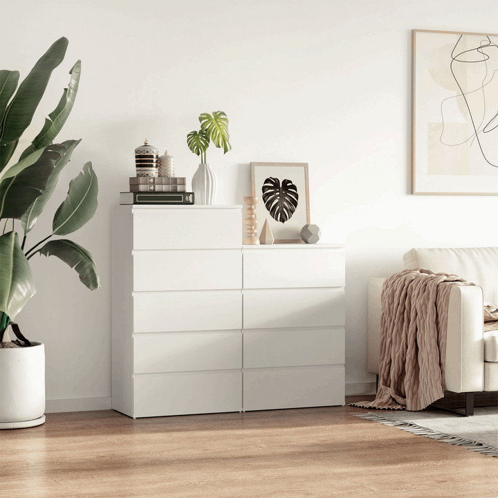 Stylish White Chest of Drawers - 5 Spacious Drawers, 100 x 55 x 33cm - Perfect for Modern Bedrooms - Premium  from Home Treasures - Just £141.99! Shop now at Home Treasures