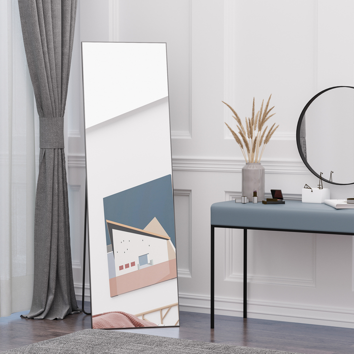 Elegant Full Length Dressing Mirror - Aluminum Alloy Frame - Versatile Floor Standing or Wall Hanging - Black - Premium  from Home Treasures - Just £108.99! Shop now at Home Treasures