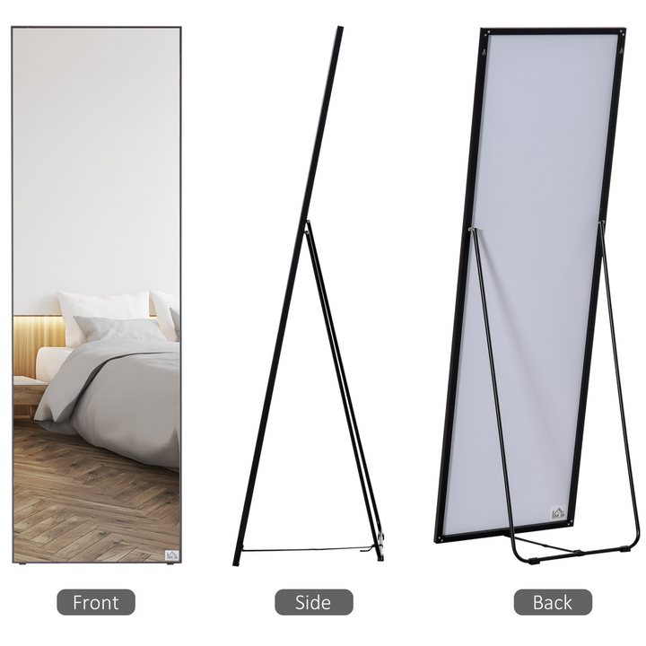 Elegant Full Length Dressing Mirror - Aluminum Alloy Frame - Versatile Floor Standing or Wall Hanging - Black - Premium  from Home Treasures - Just £108.99! Shop now at Home Treasures