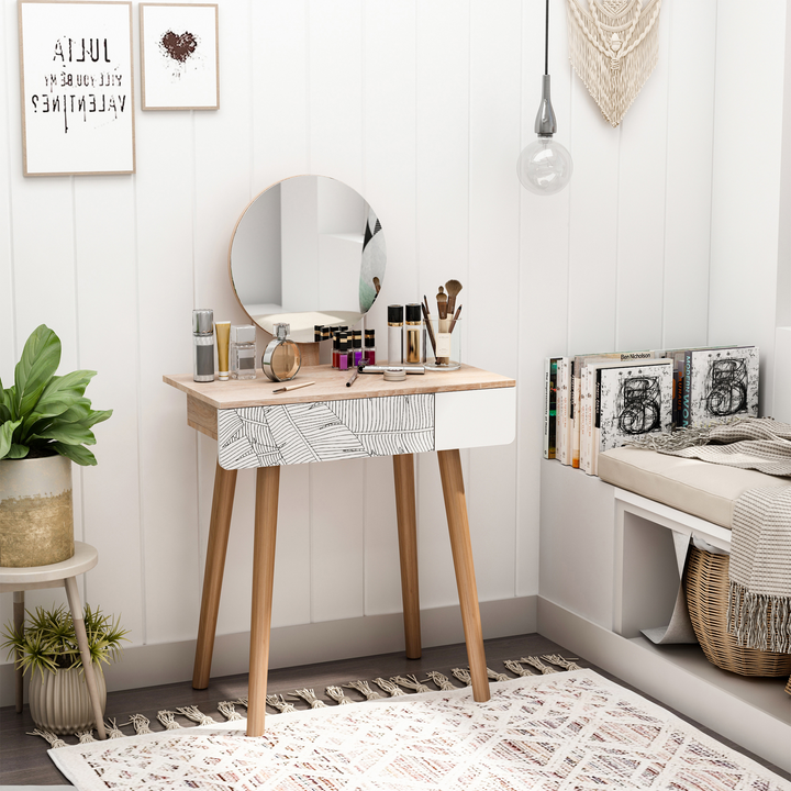 Elegant Dressing Table with Adjustable Mirror & Drawer - Durable Wooden Oak Vanity for Bedroom & Dressing Room - Premium  from Home Treasures - Just £93.99! Shop now at Home Treasures