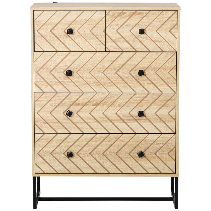 Elegant 5 Drawer Chest Sideboard Cabinet with Modern Zigzag Design - Sturdy & Safe for Bedroom or Home - Premium  from Home Treasures - Just £186.99! Shop now at Home Treasures