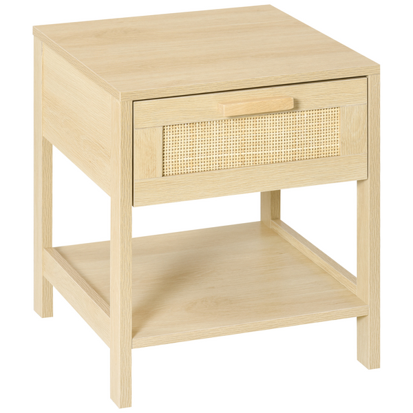 Elegant Nightstand with Rattan Drawer & Storage Shelf - Perfect Bedside End Table - Premium  from Home Treasures - Just £45.99! Shop now at Home Treasures