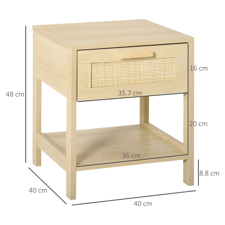 Elegant Nightstand with Rattan Drawer & Storage Shelf - Perfect Bedside End Table - Premium  from Home Treasures - Just £45.99! Shop now at Home Treasures