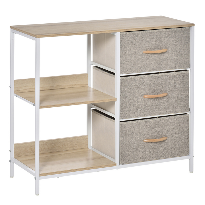 Beige Storage Cabinet with 3 Fabric Drawers & 2 Display Shelves for Living Room, Bedroom, Hallway - Premium  from Home Treasures - Just £70.99! Shop now at Home Treasures