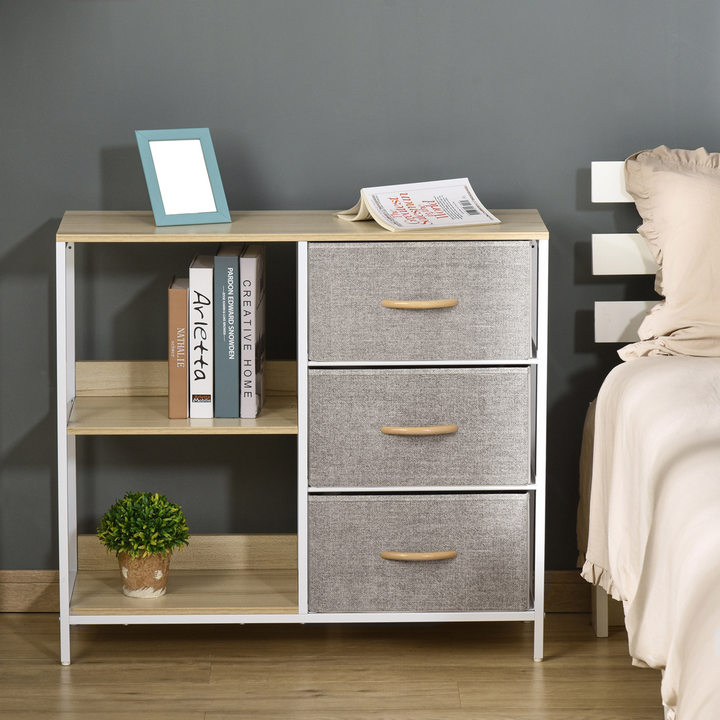 Beige Storage Cabinet with 3 Fabric Drawers & 2 Display Shelves for Living Room, Bedroom, Hallway - Premium  from Home Treasures - Just £70.99! Shop now at Home Treasures