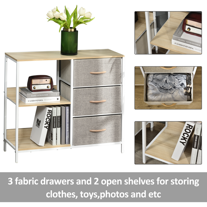 Beige Storage Cabinet with 3 Fabric Drawers & 2 Display Shelves for Living Room, Bedroom, Hallway - Premium  from Home Treasures - Just £70.99! Shop now at Home Treasures