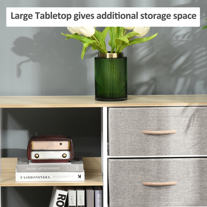 Beige Storage Cabinet with 3 Fabric Drawers & 2 Display Shelves for Living Room, Bedroom, Hallway - Premium  from Home Treasures - Just £70.99! Shop now at Home Treasures