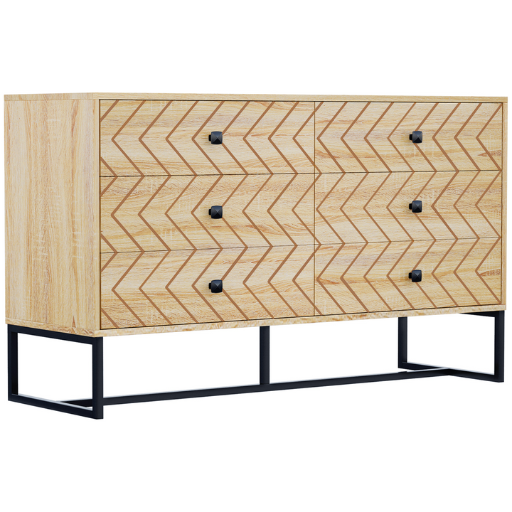 Stylish 6 Drawer Zigzag Chest - Sleek Storage Cabinet for Hallway, Bedroom, and Living Room - Durable Design with Anti-Tip Feature and Black Metal Handles, 71x120cm - Premium  from Home Treasures - Just £210.99! Shop now at Home Treasures